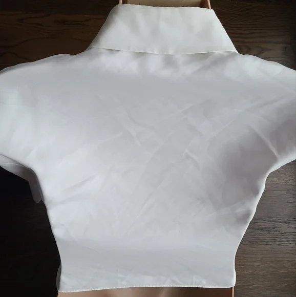 NWT Zara Elegant White Women's Blouse Size L cropped - Picture 4 of 12